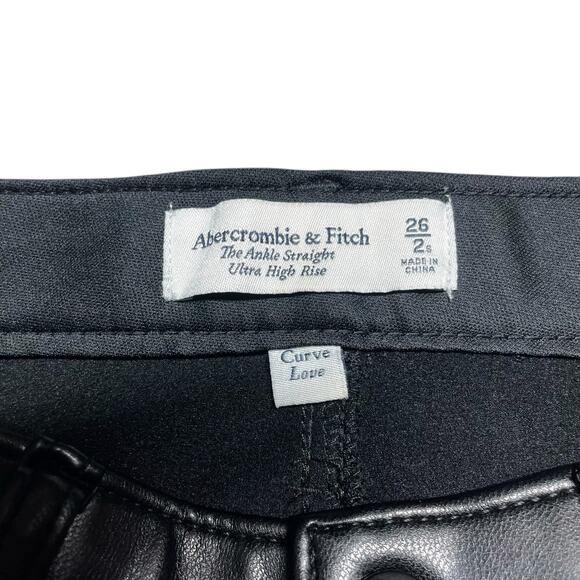 ABERCROMBIE & FITCH Curve Love Ankle Straight Ultra High Rise Leather Pant 26/2 - Picture 8 of 9
